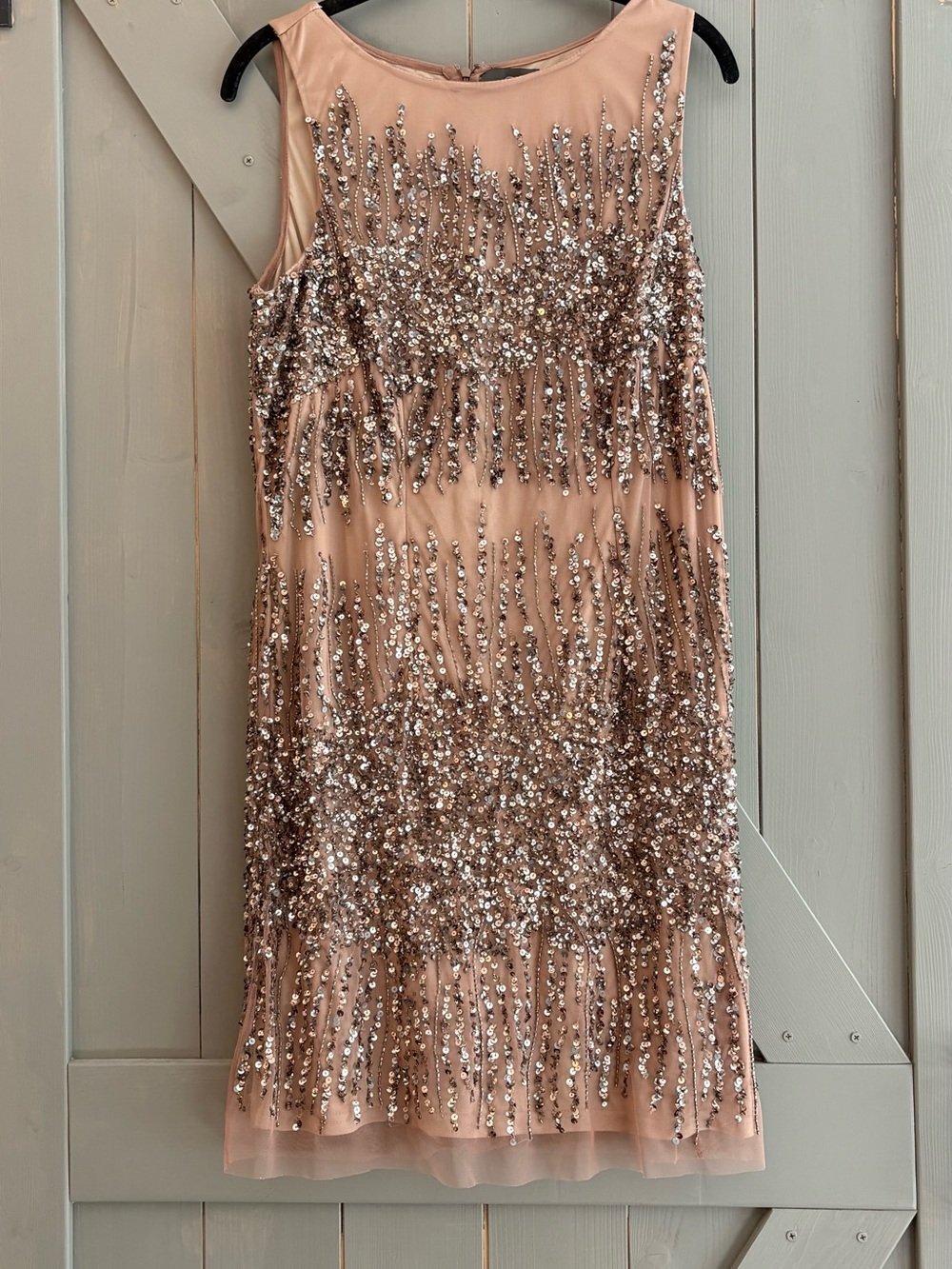 Adrianna Papell Blush Beaded Cocktail Dress